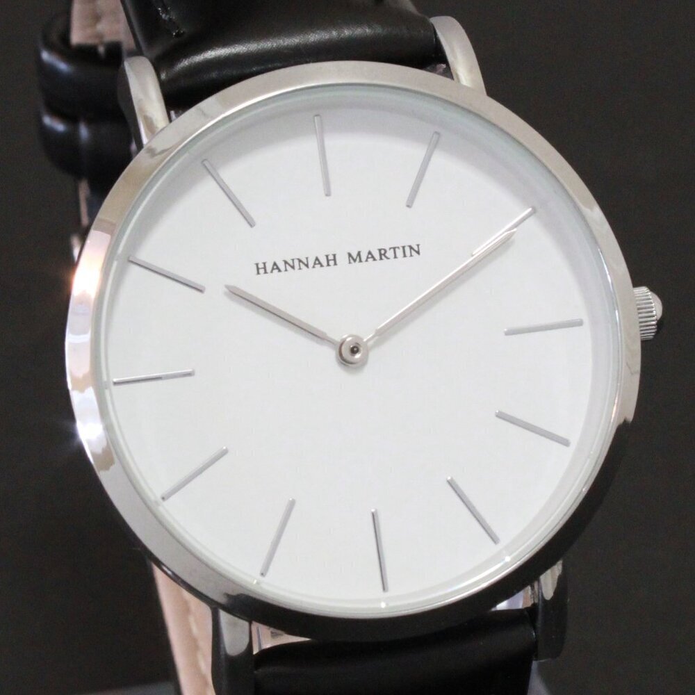 Men's Classic Minimalist 2 Hand Quartz Watch Raised Indices Black Strap 36mm - Picture 8 of 14